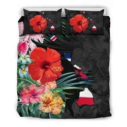 FamilyGater Bedding Set - Cover and Pillow Cases Hawaiian Map Hawaii Flag Hibiscus Polynesian - AH J0