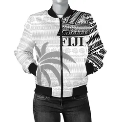 Fiji Tapa Womens Bomber Jacket Tattoo Style