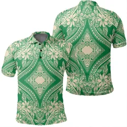 Unisex Polynesian Plumeria Mix Green Polo Shirt - AH