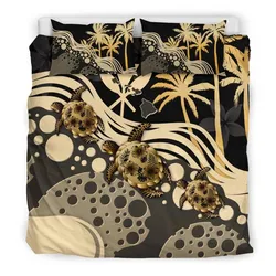 Polynesian Hawaii Gold Turtle Hibiscus A Bedding Set Camliyz