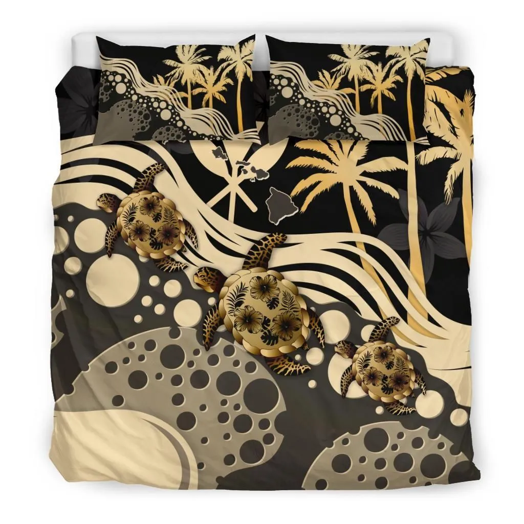 Polynesian Hawaii Gold Turtle Hibiscus A Bedding Set Camliyz