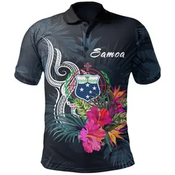 Samoa Polynesian Polo Shirt - Tropical Flower
