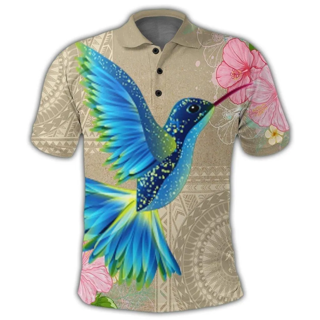 Hawaii Humming Bird Hibiscus Polynesian Polo Shirt