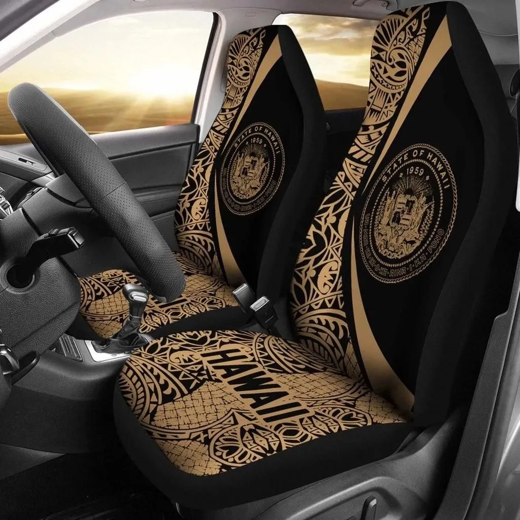 Hawaii Coat Of Arm Polynesian Car Seat Covers - Circle Style 05 J1