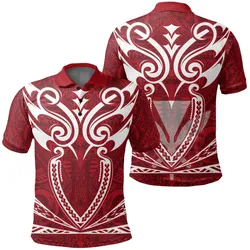 Hawaii Kanaka Polynesian Football Jersey Polo Shirt - Red - Bernice