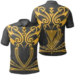 Hawaii Kanaka Polynesian Football Jersey Polo Shirt - Grey And Yellow - Bernice