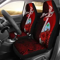 Guam Polynesian Custom Personalised Car Seat Covers - Coat Of Arm With Hibiscus