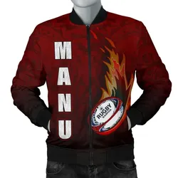 Samoa Men's Bomber Jacket - Manu Rugby Fire - BN09
