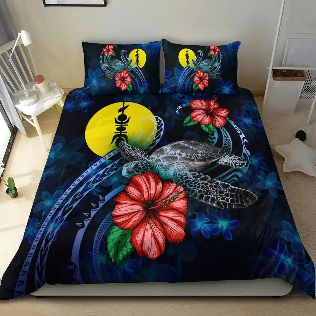 New Caledonia Polynesian Bedding Set - Blue Turtle Hibiscus