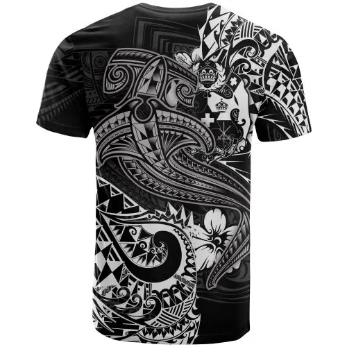 Tonga T-shirt - White Shark Polynesian Tattoo