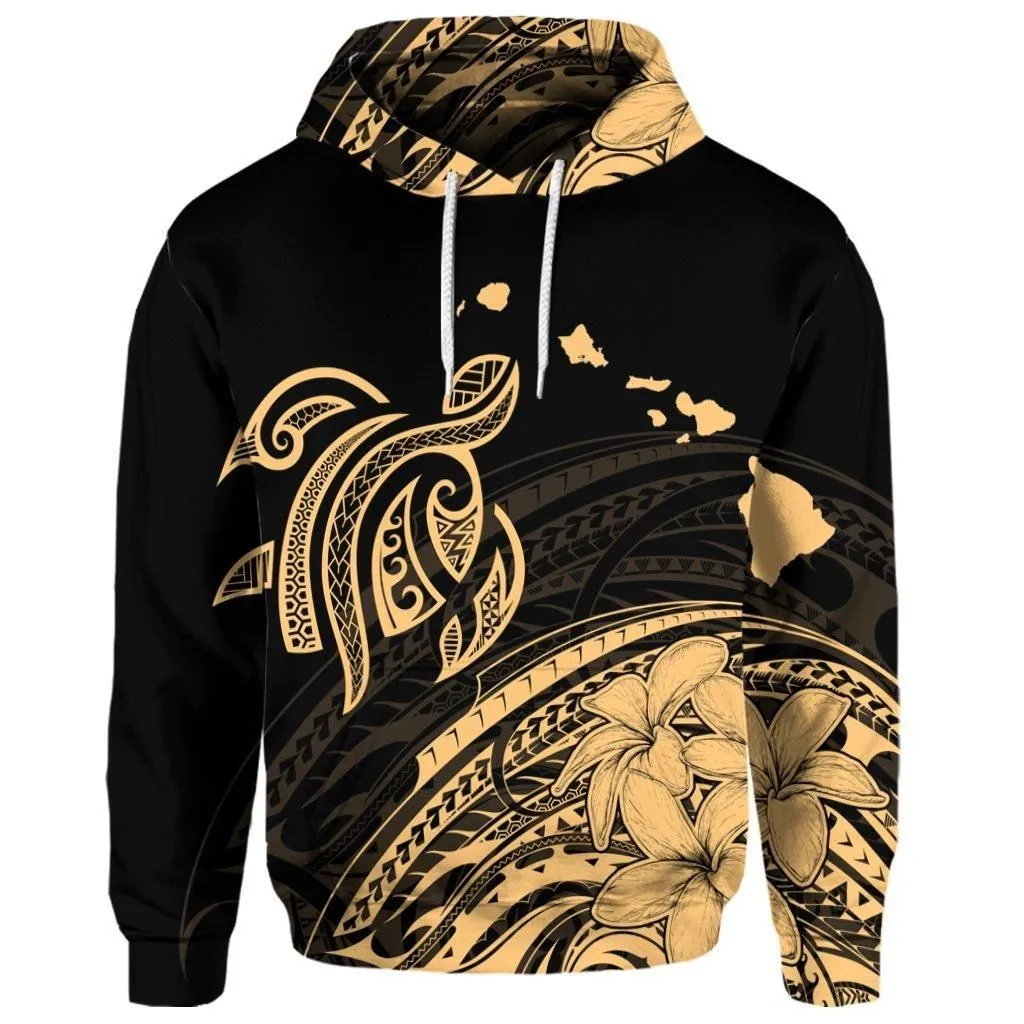 (Personalised) Hawaii Turtle Polynesian Map Plumeria Hoodie - AH