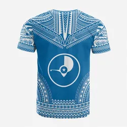 Yap Custom Personalised T shirt - Yap Flag Polynesian Chief Tattoo Blue Version