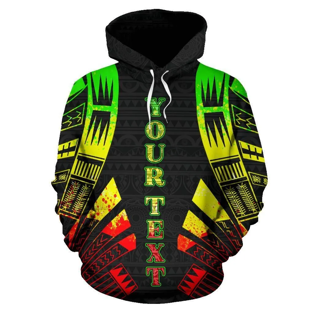 French Polynesia All Over Hoodie - Reggae Tattoo Style Custom - Bn01
