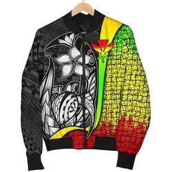 Polynesian Hawaii Men Bomber Jacket Reggae - Turtle with Hook