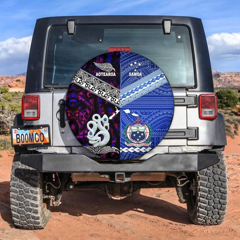 Samoa And New Zealand Spare Tire Cover Together - Purple LT8