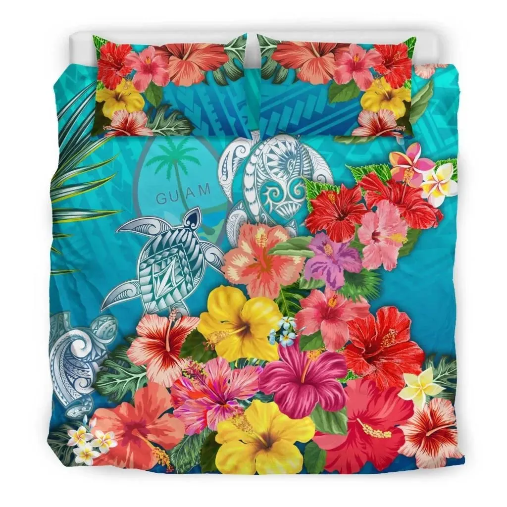 FamilyGater Bedding Set - Cover and Pillow Cases Guam Turtle - Hibiscus TH5