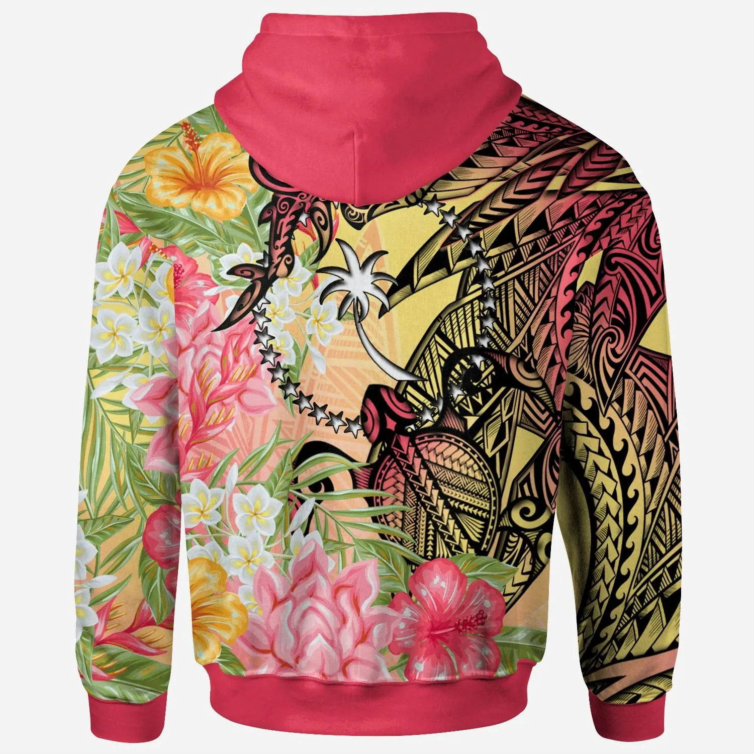 Chuuk State Hoodie - Flowers Tropical With Sea Animals