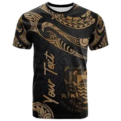 Tuvalu Polynesian Custom Personalised T-Shirt - Poly Tattoo Gold Version
