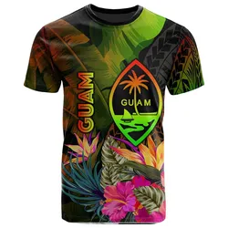 Guam Polynesian T-Shirt -Hibiscus and Banana Leaves