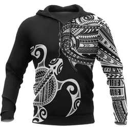 Polynesian Pullover Hoodie - Polynesian Turtle Tattoo Style