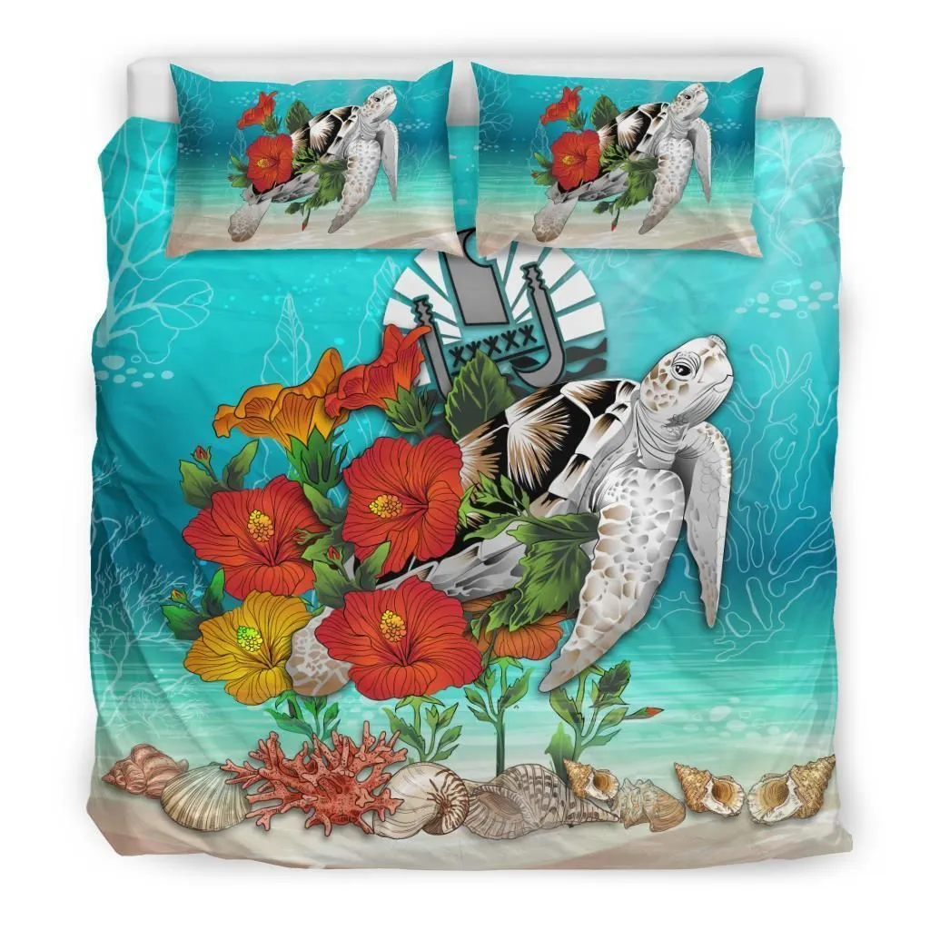 Polynesian Tahiti Ocean Turtle Hibiscus A Bedding Set Camlirj