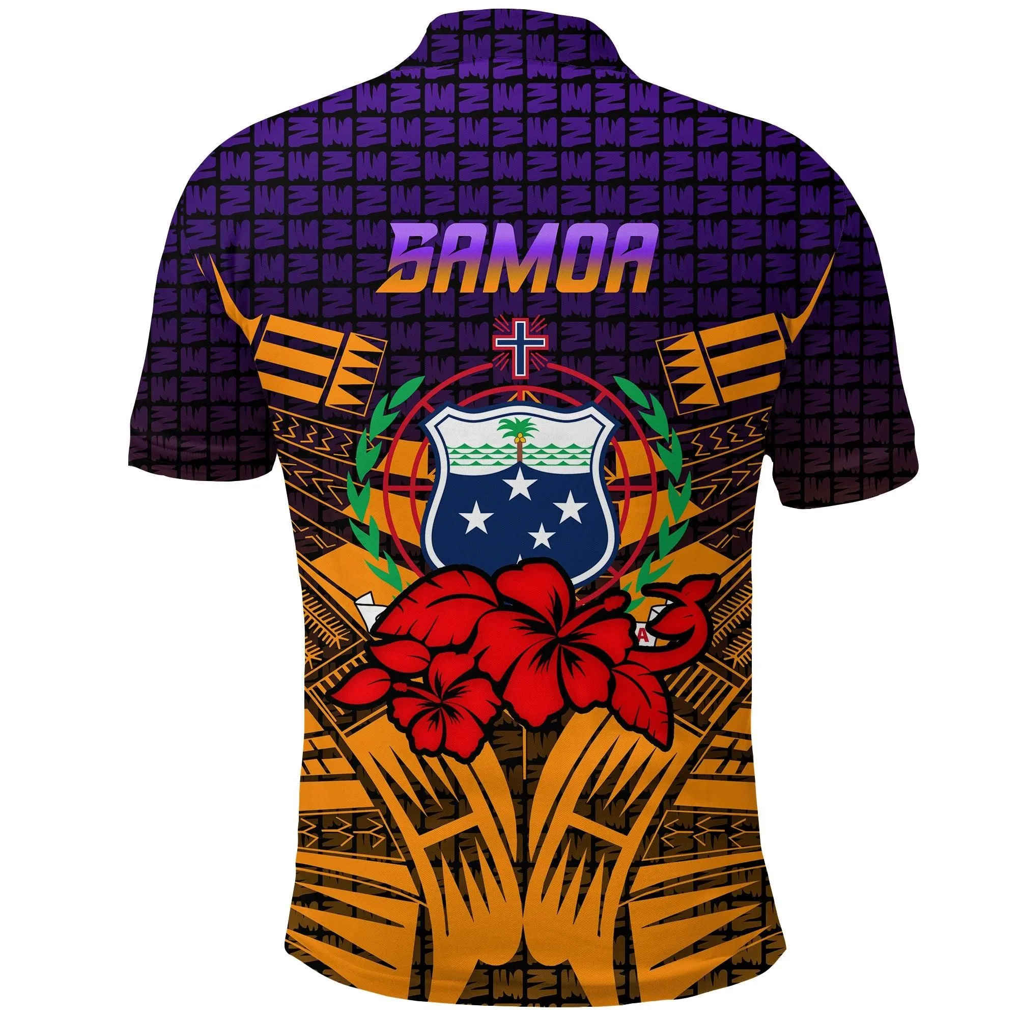 (Custom Personalised) Samoa Polo Shirt - Hibiscus With Tribal - LT12