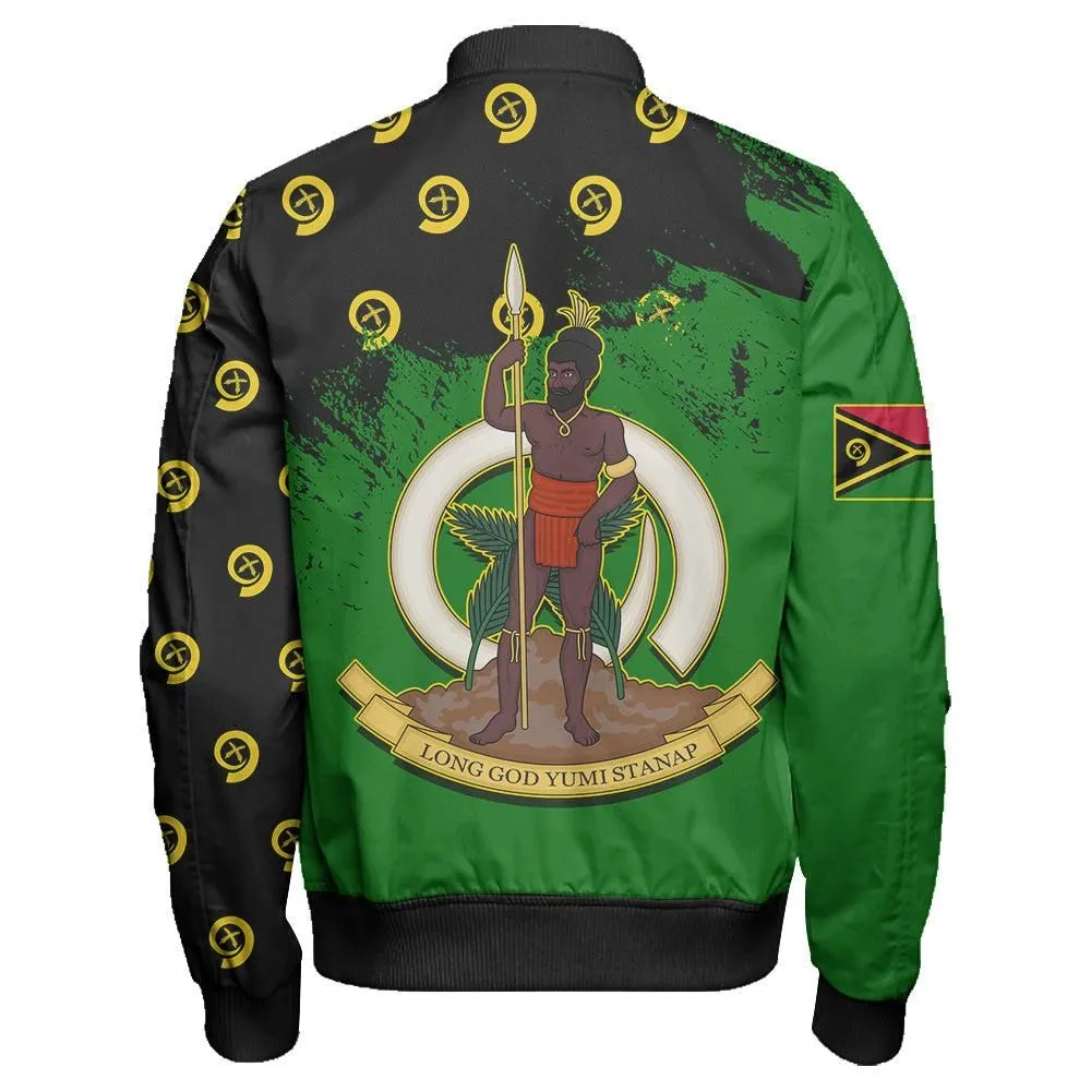 Vanuatu Flag Pattern Style Sleeve Zip Bomber Jacket  LT10