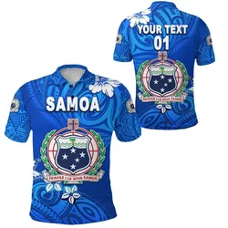 (Custom Personalised) Manu Samoa Rugby Polo Shirt Unique Vibes Coat Of Arms - Full Blue, Custom Text And Number