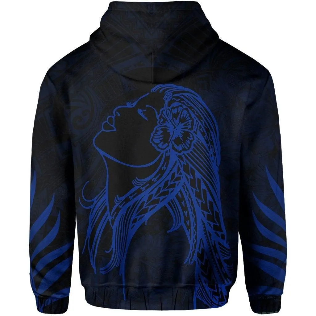 Polynesian Tropic Hula Girl Hibiscus Hawaii Hoodie - Blue