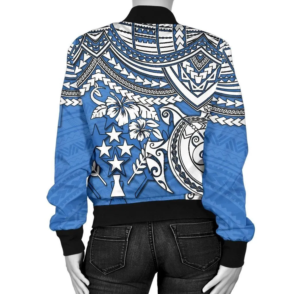Kosrae Polynesian Bomber Jacket (Women) - Polynesian Turtle - BN15