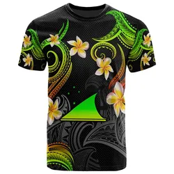 Tokelau T-shirt - Custom Personalised Polynesian Waves with Plumeria Flowers (Reggae)