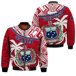 (Custom Personalised) Samoa Bomber Jacket Samoan Coat Of Arms With Coconut Red Style LT14
