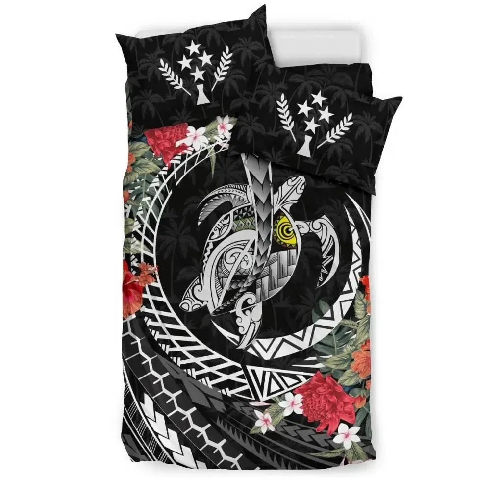 FamilyGater Bedding Set - Cover and Pillow Cases Kosrae - Polynesia Map Turtle Hibiscus A24