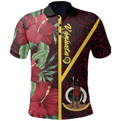 Vanuatu Polynesian Polo Shirt - Tropical Flowers With Seal