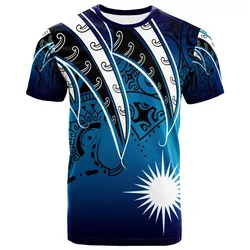 Marshall Islands T shirt - Tropical Leaf Blue Gradient Style