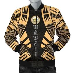Hawaii Men Bomber Jackets - Polynesian Tattoo Gold