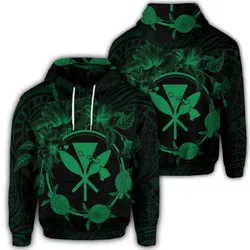 Hawaiian Kanaka Turtle Hibiscus Polynesian Hoodie - Anthea Style Green