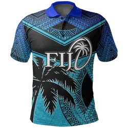Fiji Rugby Polynesian Polo Shirt Blue