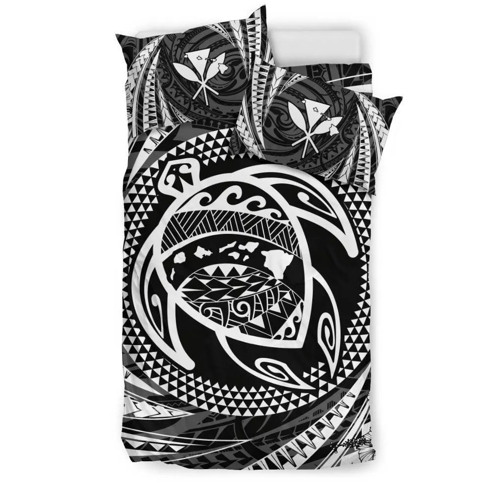FamilyGater Bedding Set - Cover and Pillow Cases Hawaiian Kanaka Honu Hibiscus Tornado White Polynesian - AH - JD