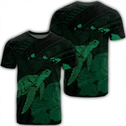 Hawaii Polynesian Hibiscus Turtle Map T-Shirt Green - AH