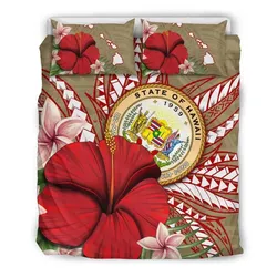 Alohawaii Home Set - Hawaii Polynesian Coat Of Arm Tropical Bedding Set - AH - J4