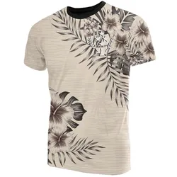 Kosrae T Shirt - Kosrae Flag Beige Hibiscus