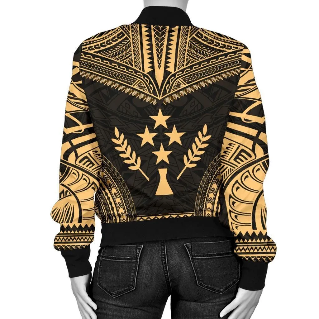 Kosrae Polynesian Chief Women'S Bomber Jacket - Gold Version - Bn10