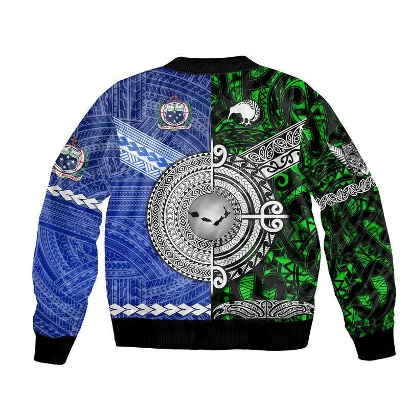 Samoa and New Zealand Bomber Jacket Together Green LT8