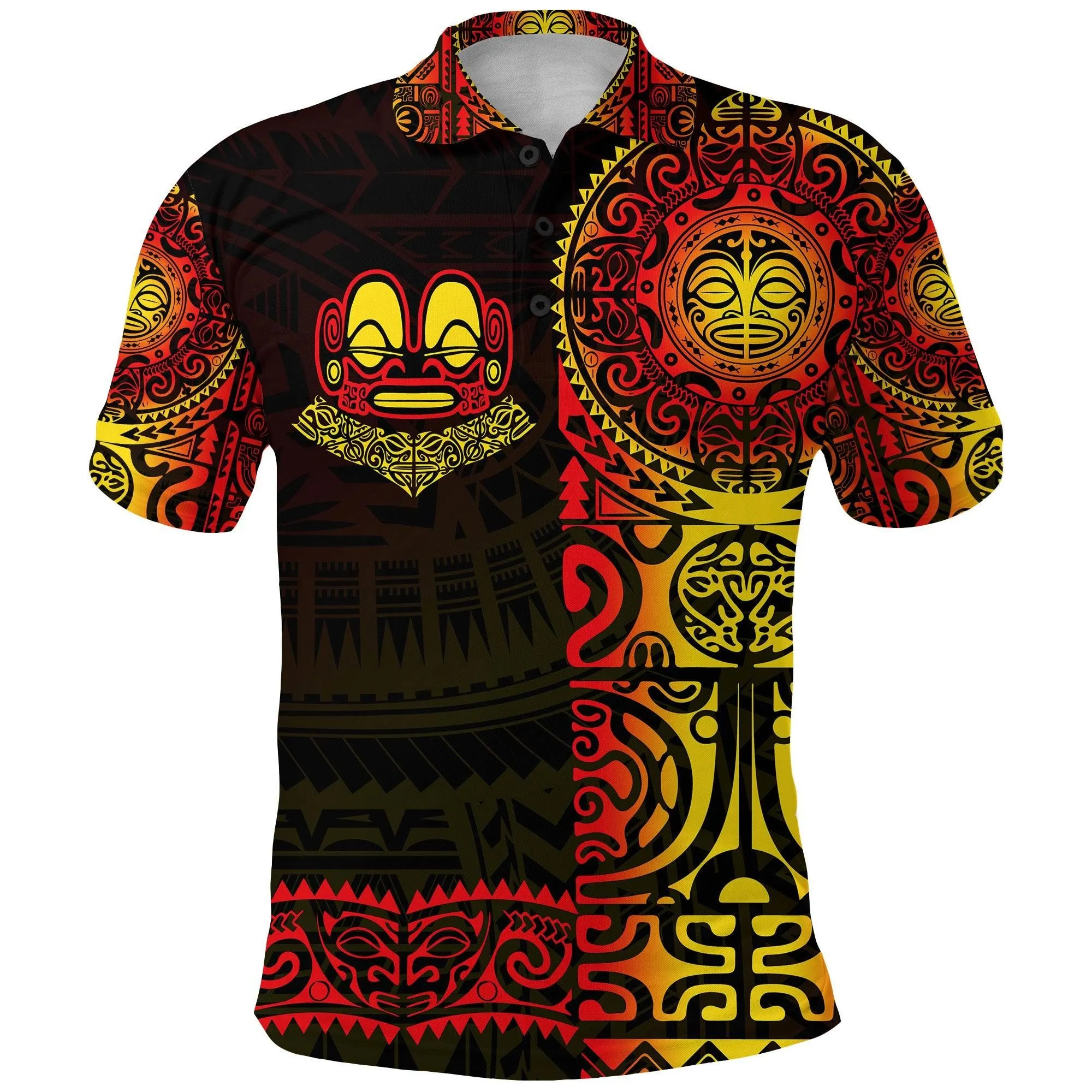 (Custom Personalised) Marquesas Islands Polo Shirt Marquesan Tattoo Unique Style - Gradient Red LT8