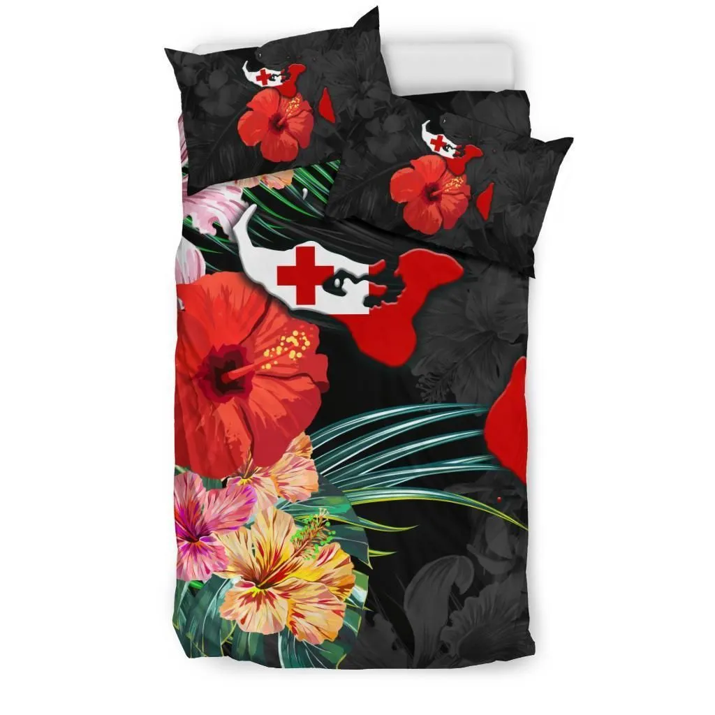 Tonga Map - Hibiscus Bedding Set