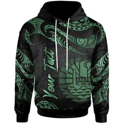Tahiti Polynesian Custom Personalised Hoodie - Poly Tattoo Green Version