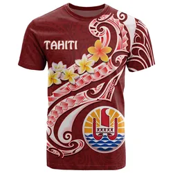 Tahiti T-Shirt - Tahiti Seal Polynesian Patterns Plumeria