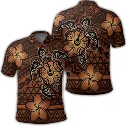 Alohawaii Shirt - Hawaii Mix Polynesian Turtle Plumeria Polo Shirt - AH - Nick Style - Orange - J5R