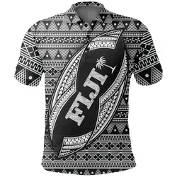 Fiji Polynesian Polo Shirt - Tapa Pattern Rugby Ball